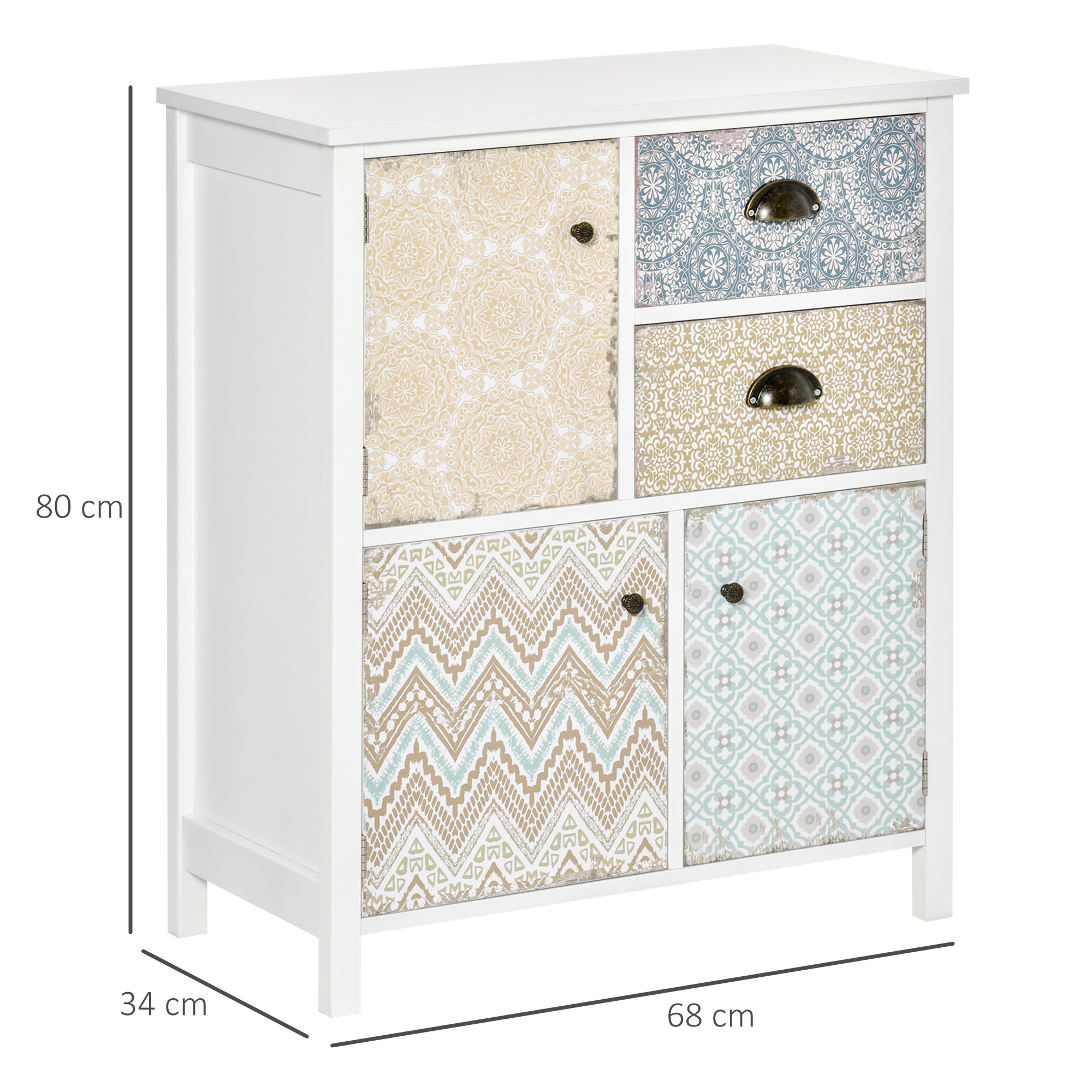 Drawer Table Sideboard Multi-purpose Storage Chest Shabby Chic Entryway Living Room Bedroom Furniture Organizer Unit - Image 2