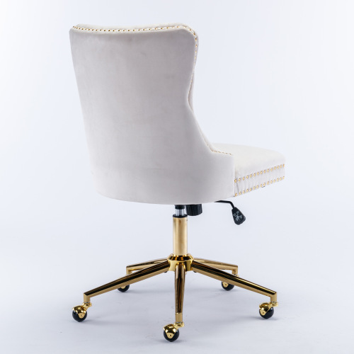 Velvet Fabric Tufted Button Home Office Chair, Adjustable Office Chair Swivel Office Chair - Image 4