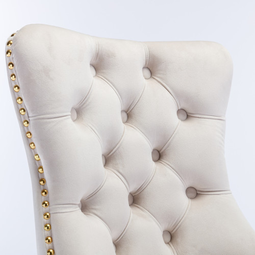 Velvet Fabric Tufted Button Home Office Chair, Adjustable Office Chair Swivel Office Chair - Image 2