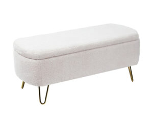 Ivory White Bedside Storage Footstool