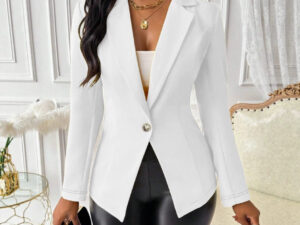 Womens Casual Chic New Long-sleeve Blazer With A Lapel And Waist Tie