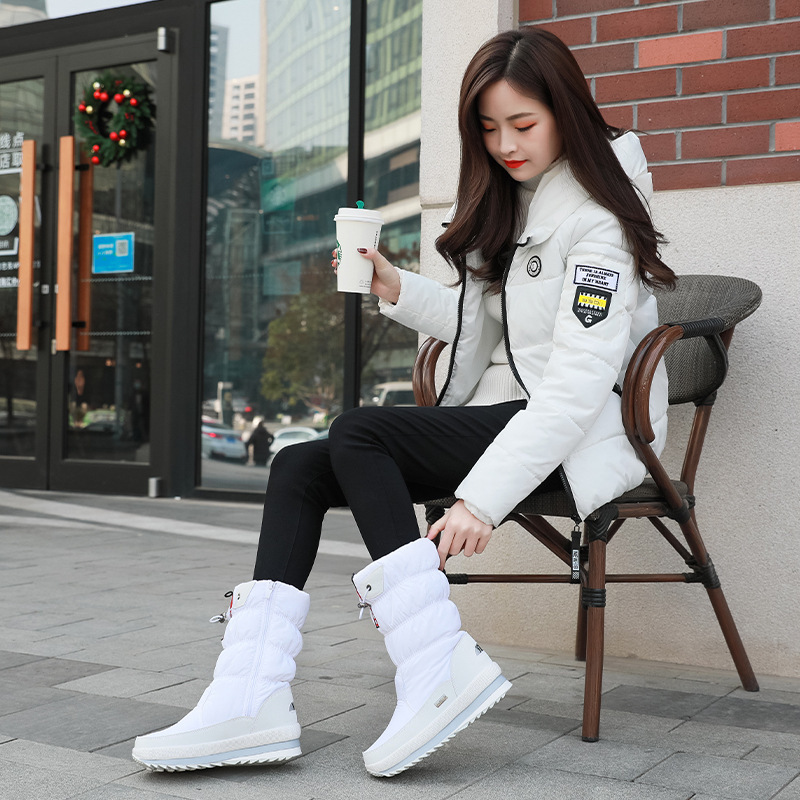Winter New Plus Velvet Thick Cotton Shoes Thermal Middle Tube Waterproof Non-slip Boots - Image 5