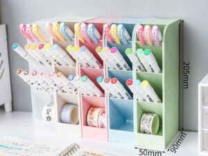 Multifunctional Pen Holder Office Makeup Desktop Storage Box Transparent Oblique Insertion