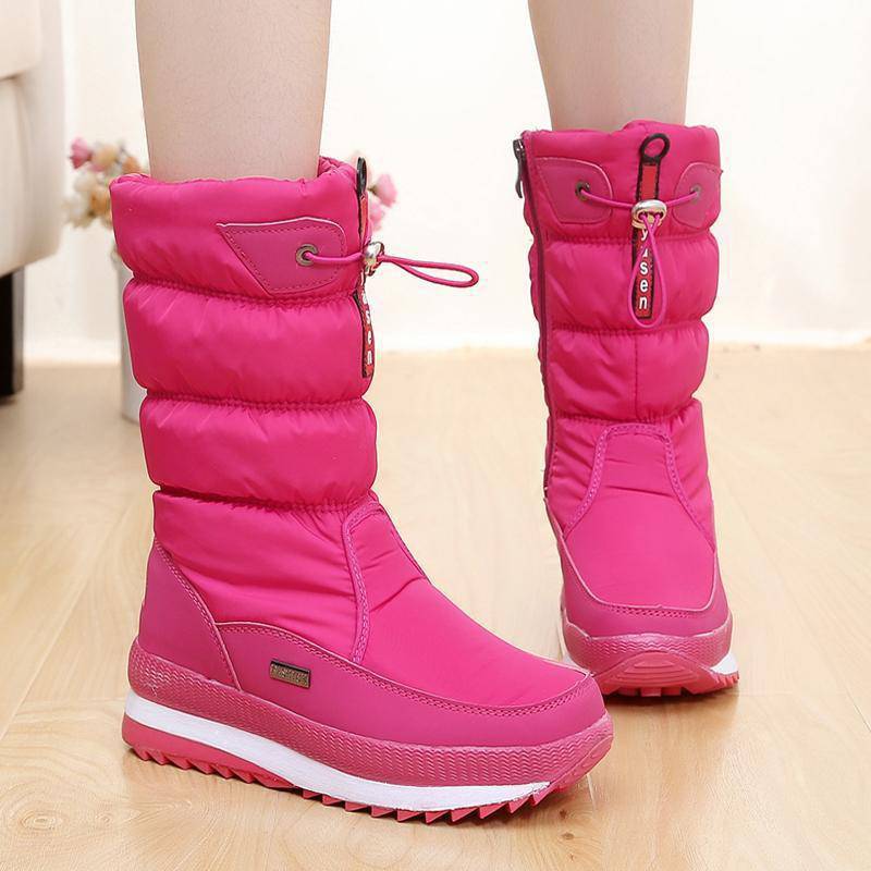 Winter New Plus Velvet Thick Cotton Shoes Thermal Middle Tube Waterproof Non-slip Boots - Image 7