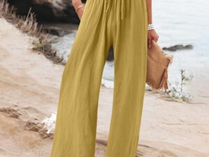 Omen's Cotton And Linen Wide-leg Beach Pants Casual Pants