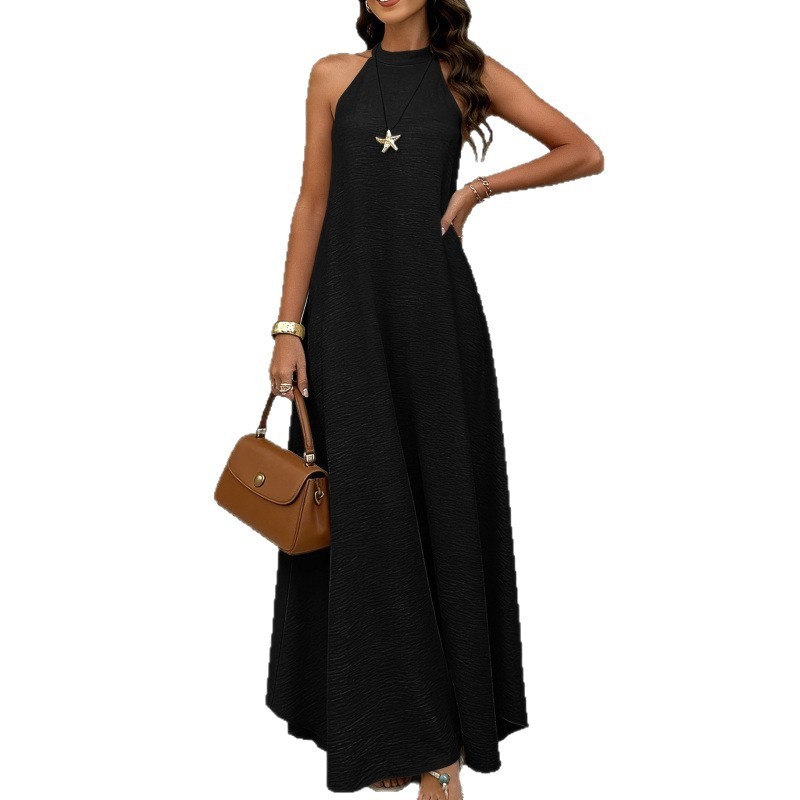 Womens Loose-fitting Plus-size Sleeveless Solid-color Dress - Image 7