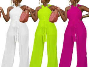 Summer New Womens Mesh Lace-Up Jumpsuit