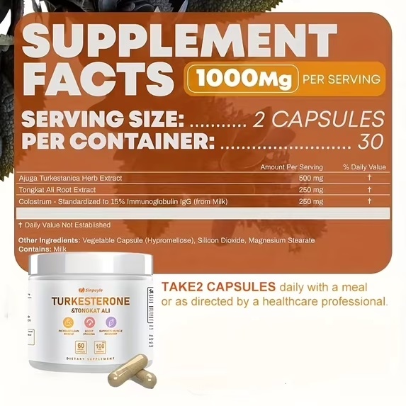 Turkesterone & Tongkat Ali Supplement , 60 Vegan Capsules, Lean Muscle Growth, Stamina Boost & Muscle Recovery - Image 8