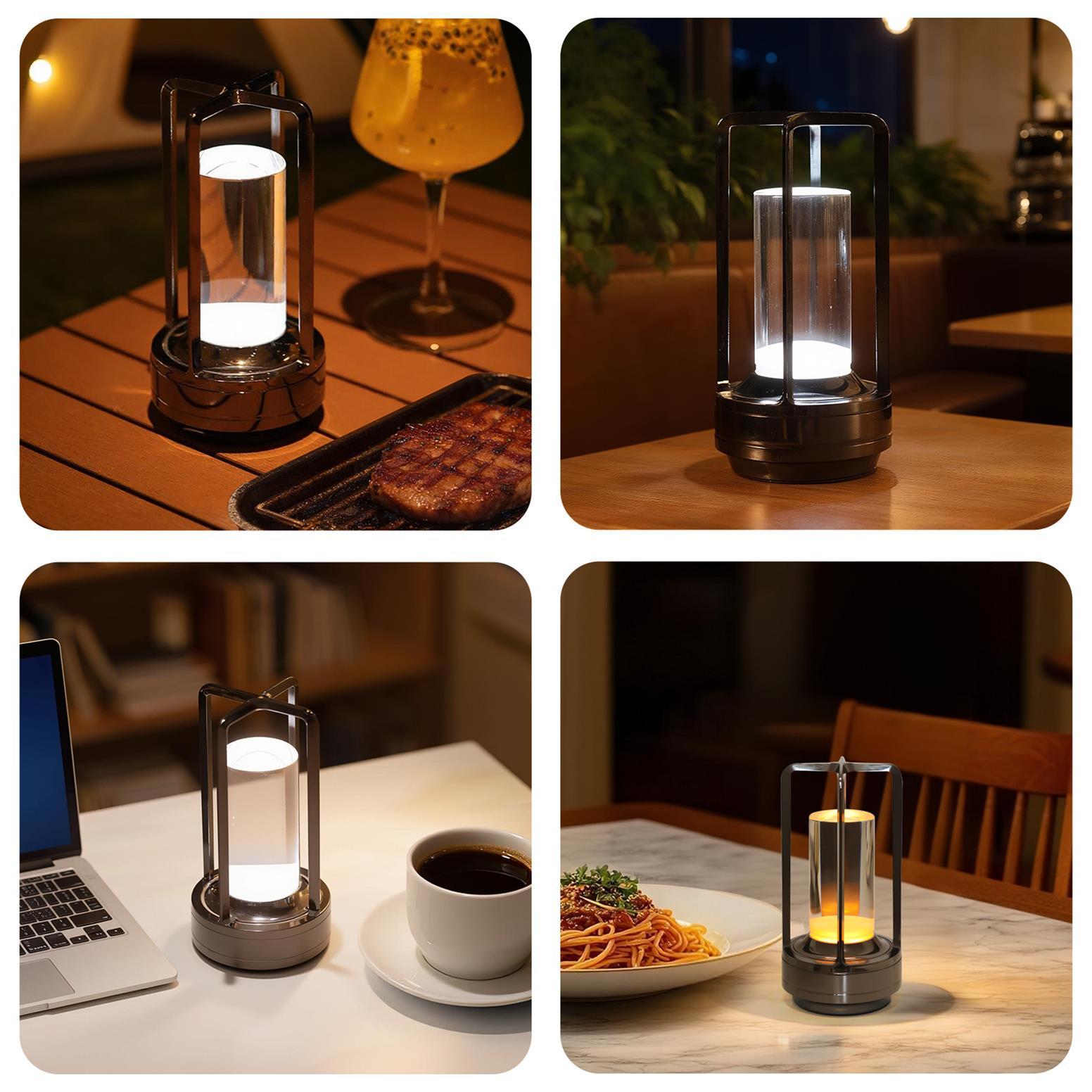 2pcs Portable Touch Control Table Lamp With 5000mAh Battery, 3-Color Stepless Dimming Cordless LED Light For Bedroom Camping Restaurant Bar Indoo - Image 4