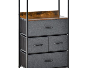 4 Drawer Storage Chest Unit Home Cabinet W/ Shelves Home Living Room Bedroom Entryway Living Furniture, Black