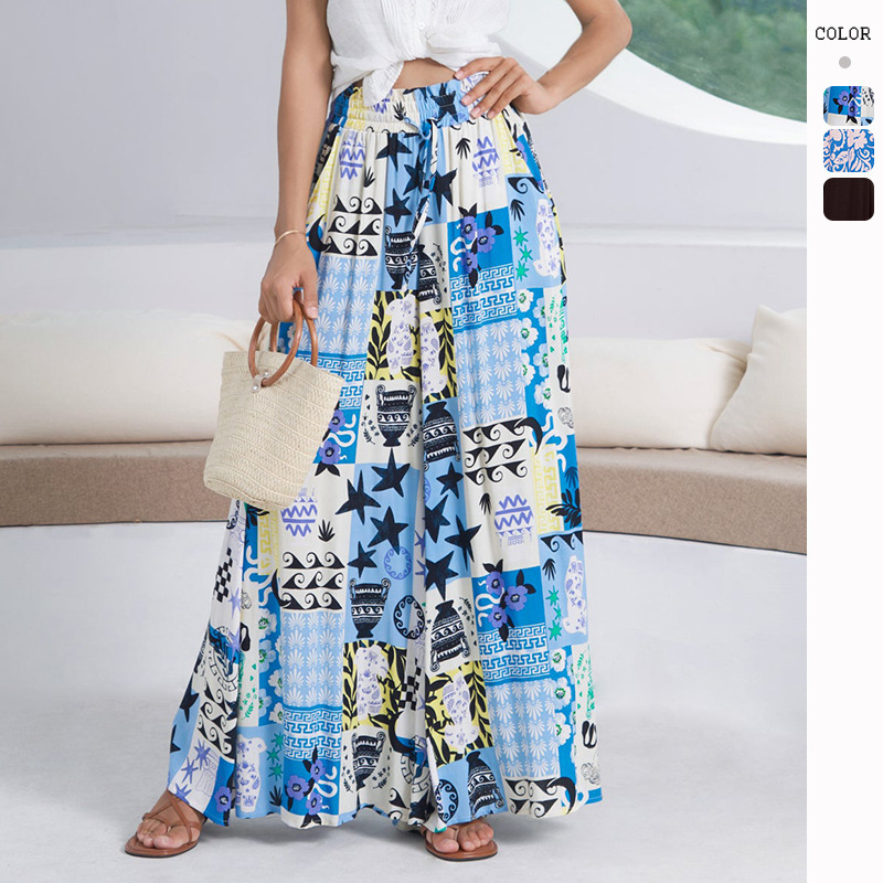 Loose Lace-up Waist Wide-leg Pants For Women - Image 2