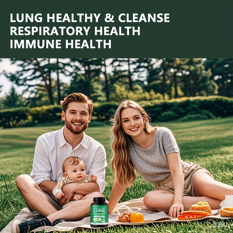 Lung Cleanse Respiratory Support Supplement Mullein Leaf Quercetin 90 Capsules - Image 2