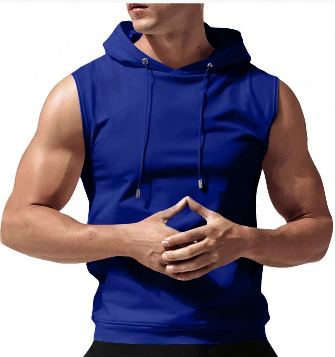 Mens Fashionable Casual Solid-Color Hooded Sleeveless Top - Image 9