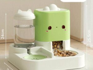 2 In 1 Automatic Pet Feeder And Water Dispenser, Large Capacity 2300ML Feeder & 1000ML Water Bowl, Gravity Refill Anti Spill Stable Pet Food Water Bowl For Cats Dogs, Yellow Pink Green Available