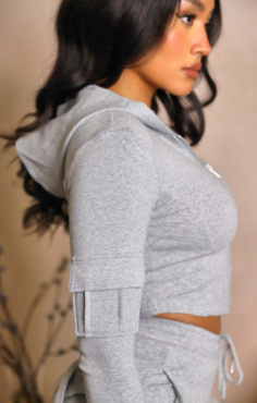 Women's Casual Tight Sportswear Multi-pocket Overalls With Coat And Cap Suit Pants - Image 5