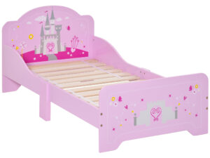 Kids Bed Princess Castle Theme W/ Side Rails Slats Home Furniture For 3 - 6 Yrs Pink 143 X 73 X 60 Cm