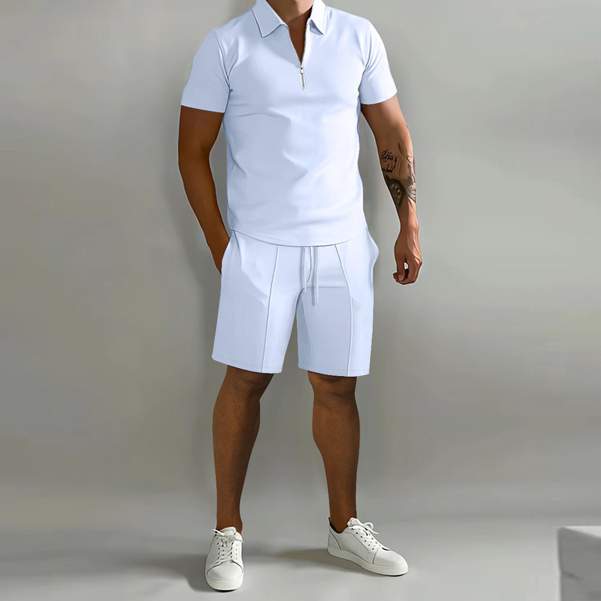 Men's Shorts Suits Summer Short-sleeved Polo Shirts And Drawstring Short Pants Fashion Set - Image 5