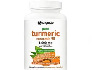 Pure Turmeric Curcumin 1000mg 120 Capsules With Ginger Black Pepper And Vitamin C For Joint Health