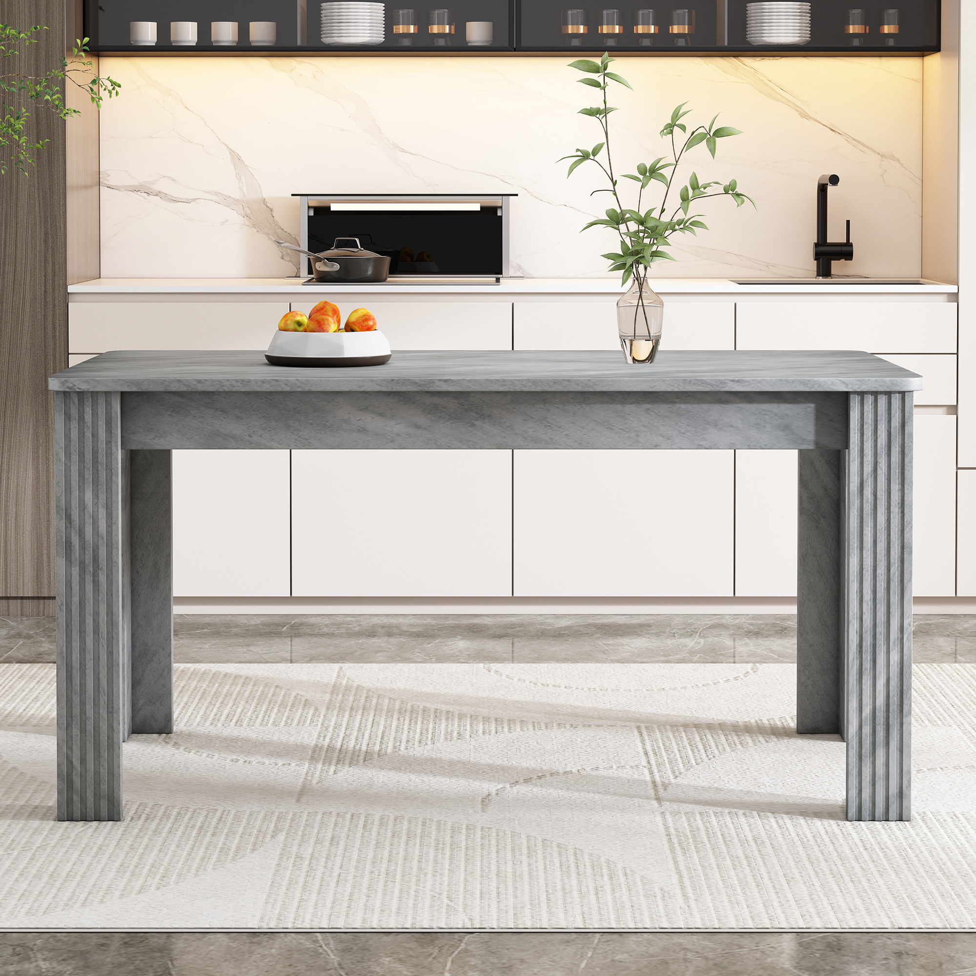 4 Seater Dining Room Table, MDF Wood Rectangle Modern Kitchen Dining,Room Furniture Unit, Small Kitchen Table,Coffee Table,Small Table For Home & Cafe, Grey - Image 5
