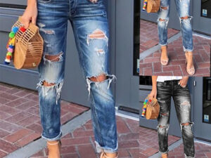 Women's Jeans Ripped Washed Slimming