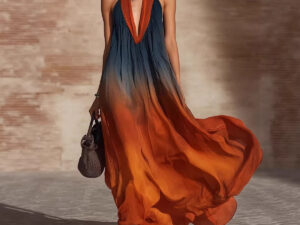 European And American Floral-print Sleeveless Maxi Dress For Vacation