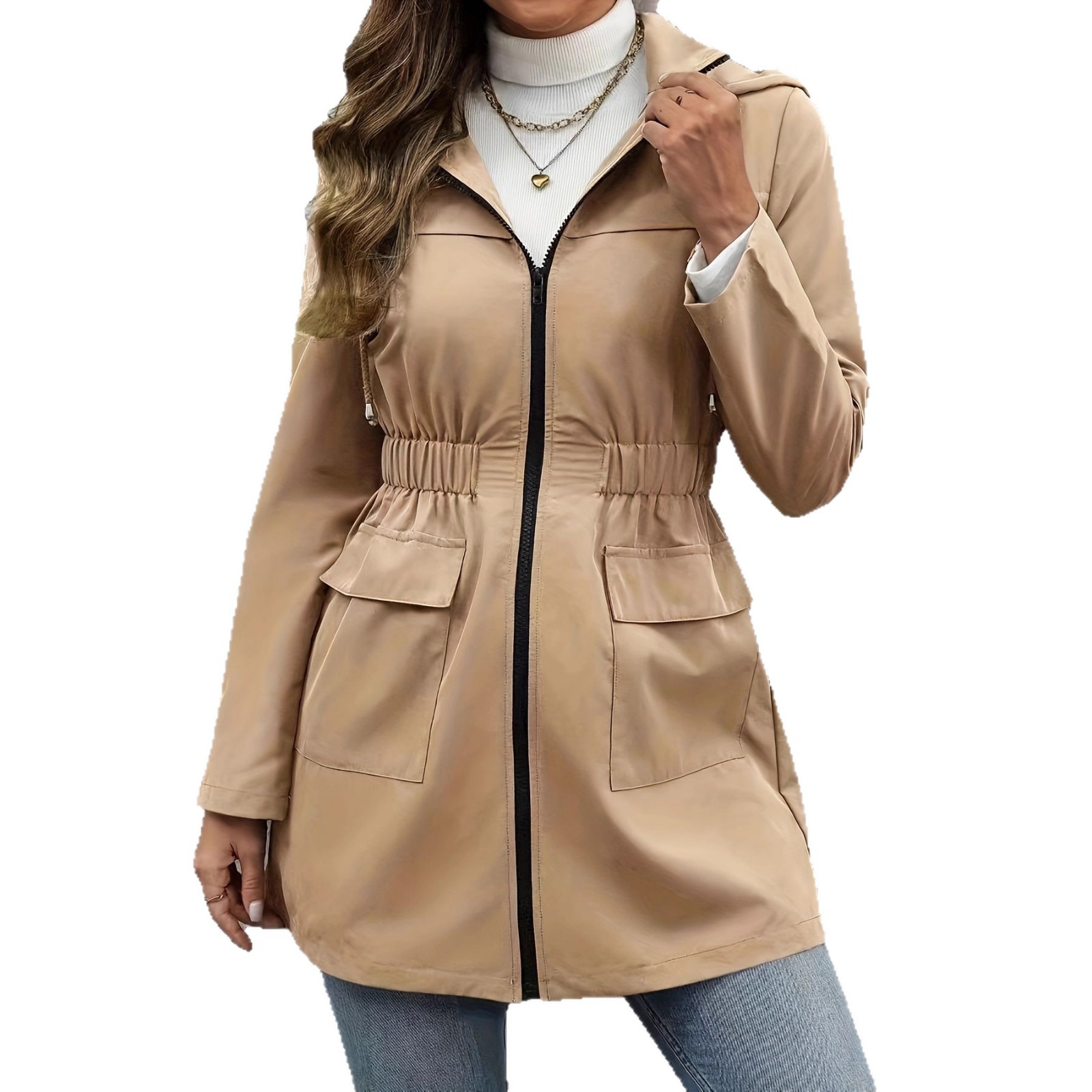 Hooded Waist-cinching Coat That Slims And Conceals Flaws - Image 2