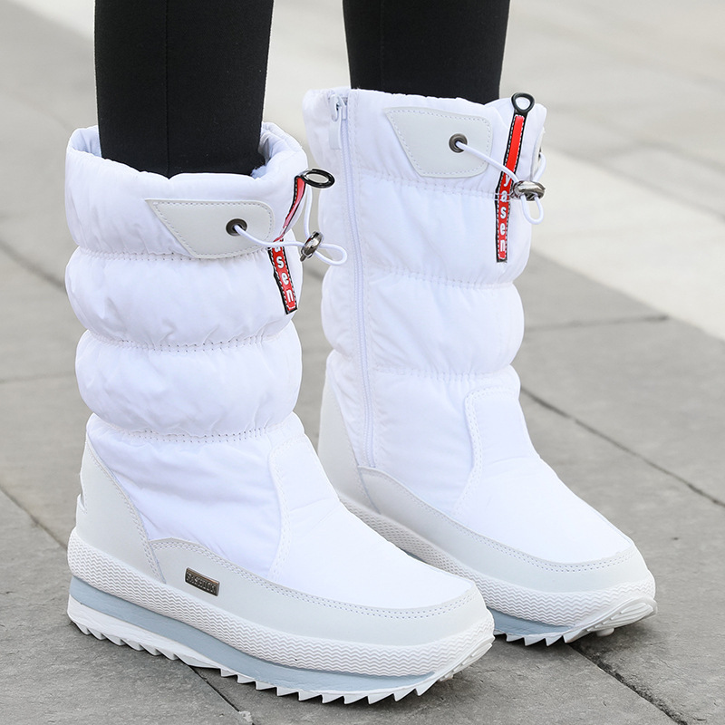 Winter New Plus Velvet Thick Cotton Shoes Thermal Middle Tube Waterproof Non-slip Boots - Image 9