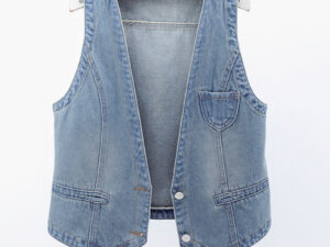 Womens Retro Plus-Size Denim Vest
