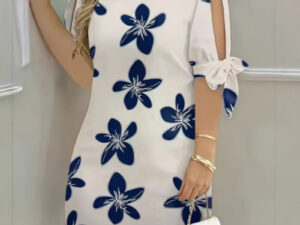 Elegant Style Floral Print Sleeveless Dress With Tie-up Straps