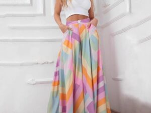 Solid-color High-waisted Wide-leg Pants For Women