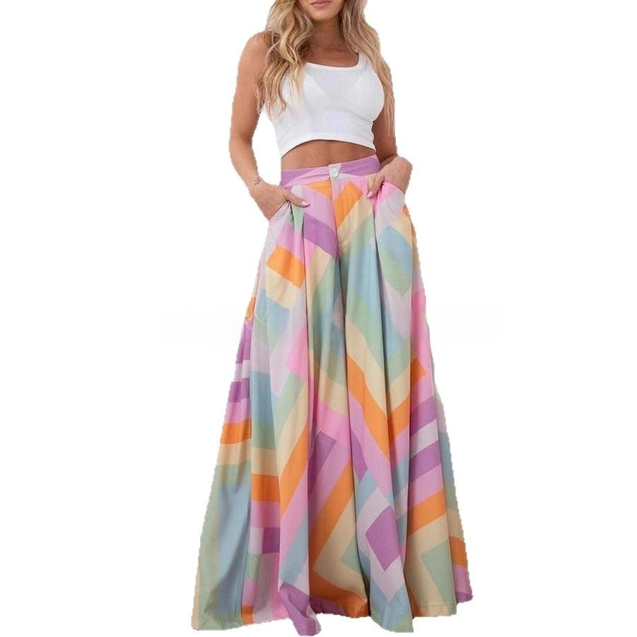 Solid-color High-waisted Wide-leg Pants For Women - Image 3