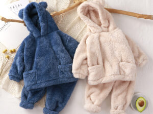 Children's Pajamas Autumn And Winter Bear Loungewear Suit Children Outer Wear Thermal Clothes