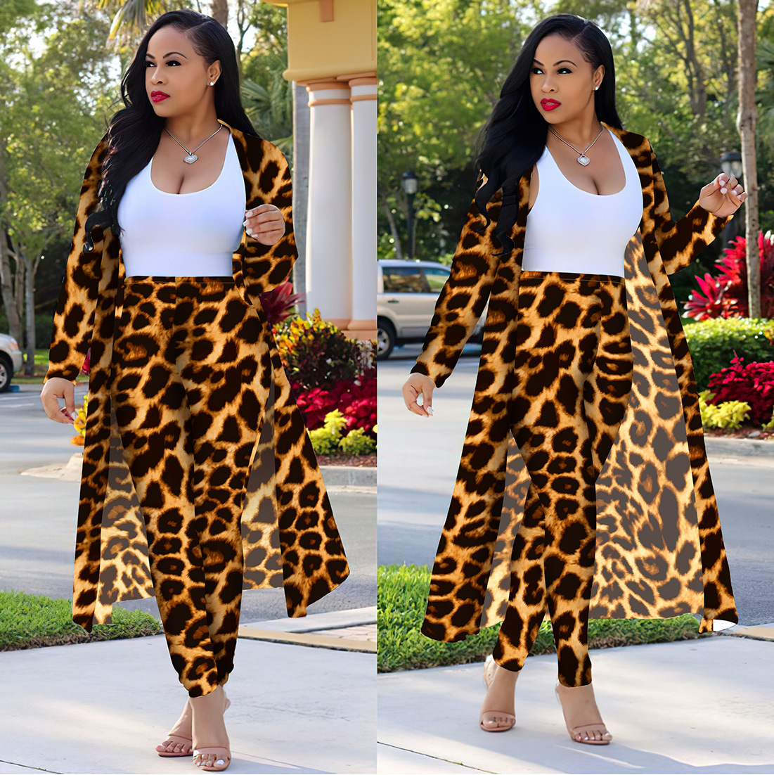 Women's Long-sleeved Leopard Print Suitcoat Suits - Image 4