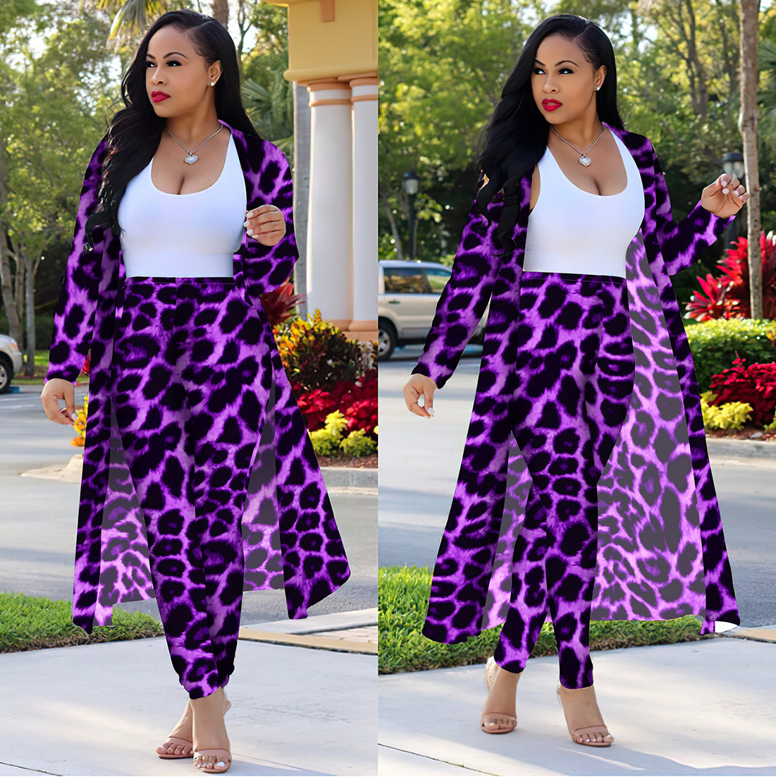 Women's Long-sleeved Leopard Print Suitcoat Suits - Image 6