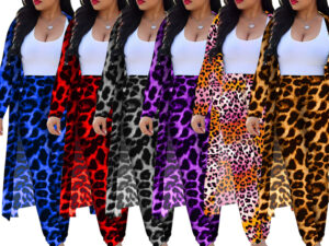 Women's Long-sleeved Leopard Print Suitcoat Suits