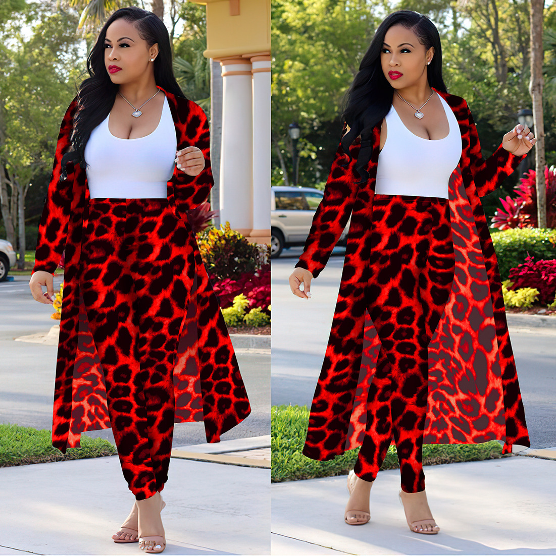 Women's Long-sleeved Leopard Print Suitcoat Suits - Image 7