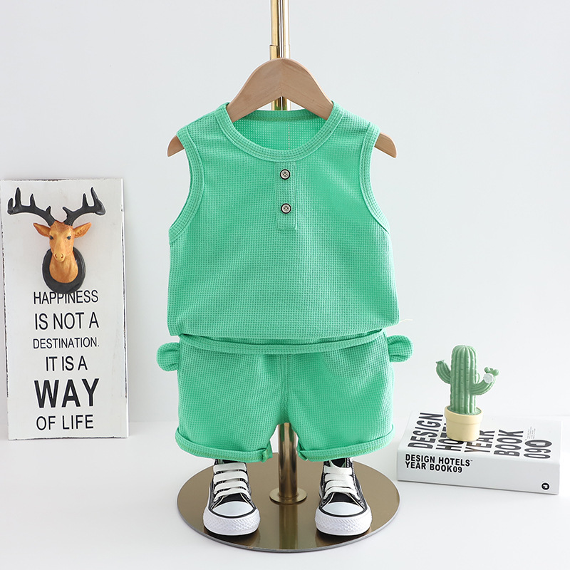 Western Style Little Boy Clothes Children Baby Summer Clothing Sleeveless Two-piece Suit - Image 6