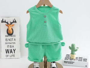 Western Style Little Boy Clothes Children Baby Summer Clothing Sleeveless Two-piece Suit