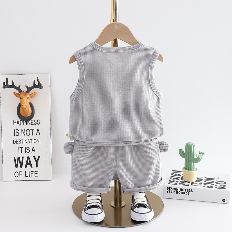 Western Style Little Boy Clothes Children Baby Summer Clothing Sleeveless Two-piece Suit - Image 8