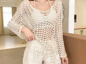 Hollowed-out Embroidery Knitted Female Suits