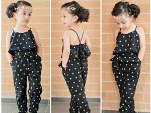Fashion Summer Kids Girls Clothing Sets Cotton Sleeveless Polka Dot Strap Girls Jumpsuit Clothes Sets Outfits Children Suits