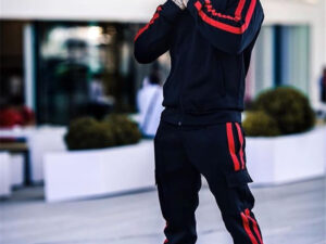 Men's Sports And Leisure Suits Tide Brand Color Matching Stripes Korean Suits