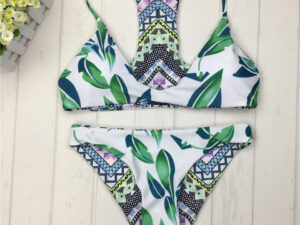 Sexy Brazilian Bikinis Women Swimsuit Double-sided printing Swimwear Green Brazilian Bikini Set Halter Bathing Suits