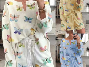 Women Casual Printed Pajamas And Home Wear Suits