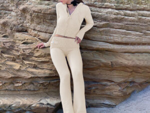 Knitted Hooded Suits Women's Fashion High Waist